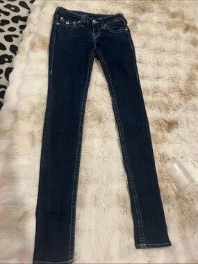 True Religion Women’s Size 26 Dark Wash Rhinestone Horseshoe Jeans Made in USA